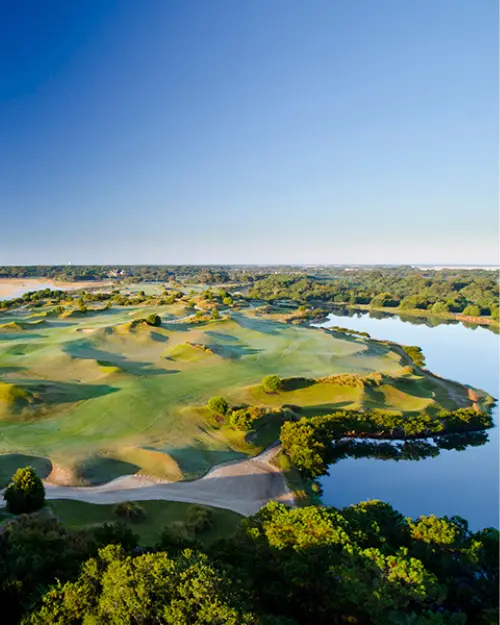 The greens and water views of the Cassique golf course, which is the second best of the Kiawah Island gofl courses