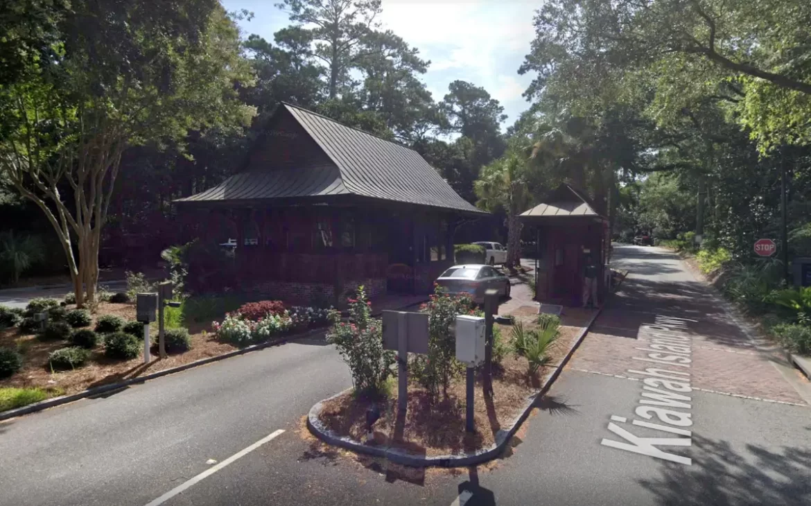 A screenshot of the Kiawah Island front gate on Google Maps, to help island visitors locate it