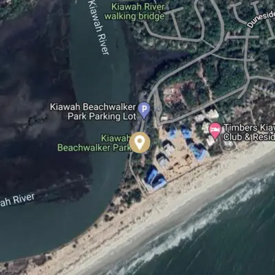 Kiawah Island map image, to show where the Beachwalker Park is in relation to the rest of the island