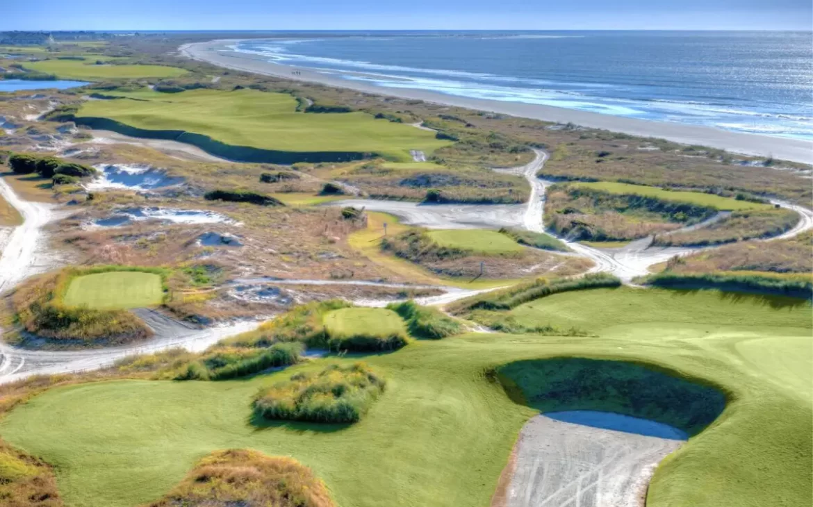 Dunes and hills of the beautiful Ocean golf course, which is the best of all of the Kiawah Island golf courses