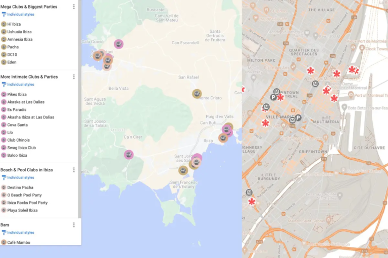 Cover image for the travel maps blog by Inspired Luxury Traveler which shows a screenshot of a custom map on Google maps